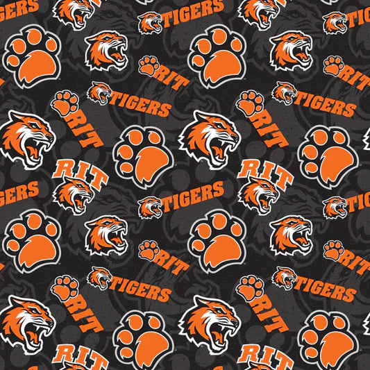Ronchester Institute of Technology Tigers NCAA College Tone on Tone Sykel Enterprises Cotton Fabric RIT-1178