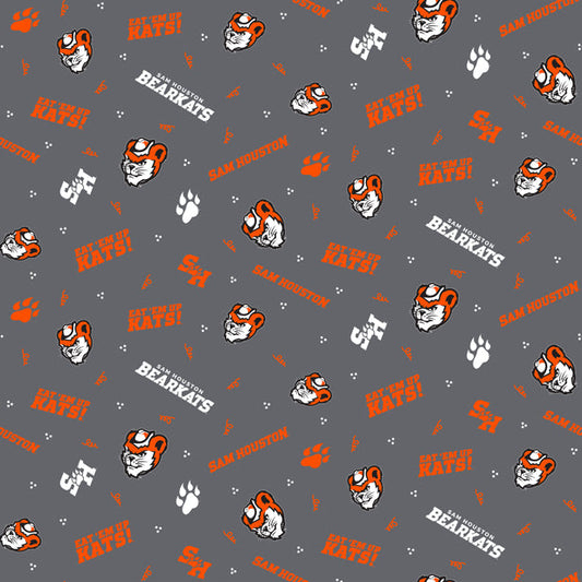 Sam Houston Bearkats NCAA College Tossed Logo Sykel Enterprises Cotton Fabric V-2025