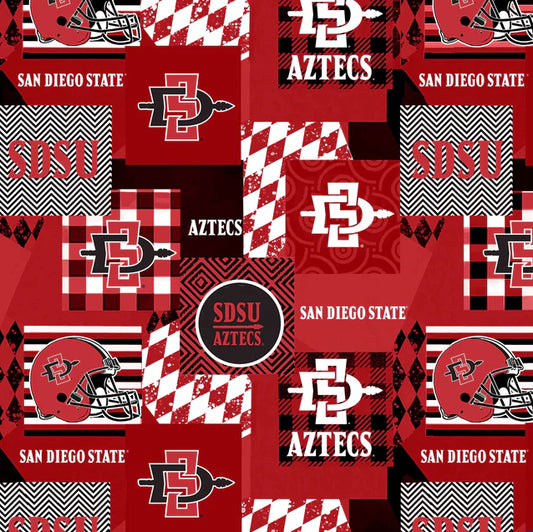 San Diego State Aztecs NCAA College Collegiate Minky Geo Sykel Enterprises Polyester Fabric SDSU-1367