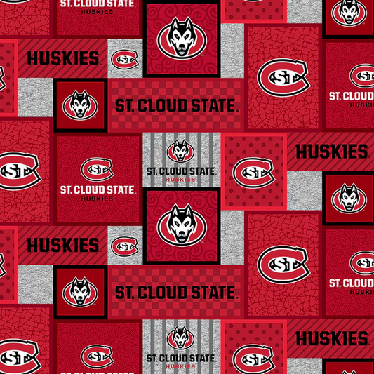 St. Cloud State Huskies NCAA College Patch Sykel Enterprises Polyester Fleece Fabric STC-1177