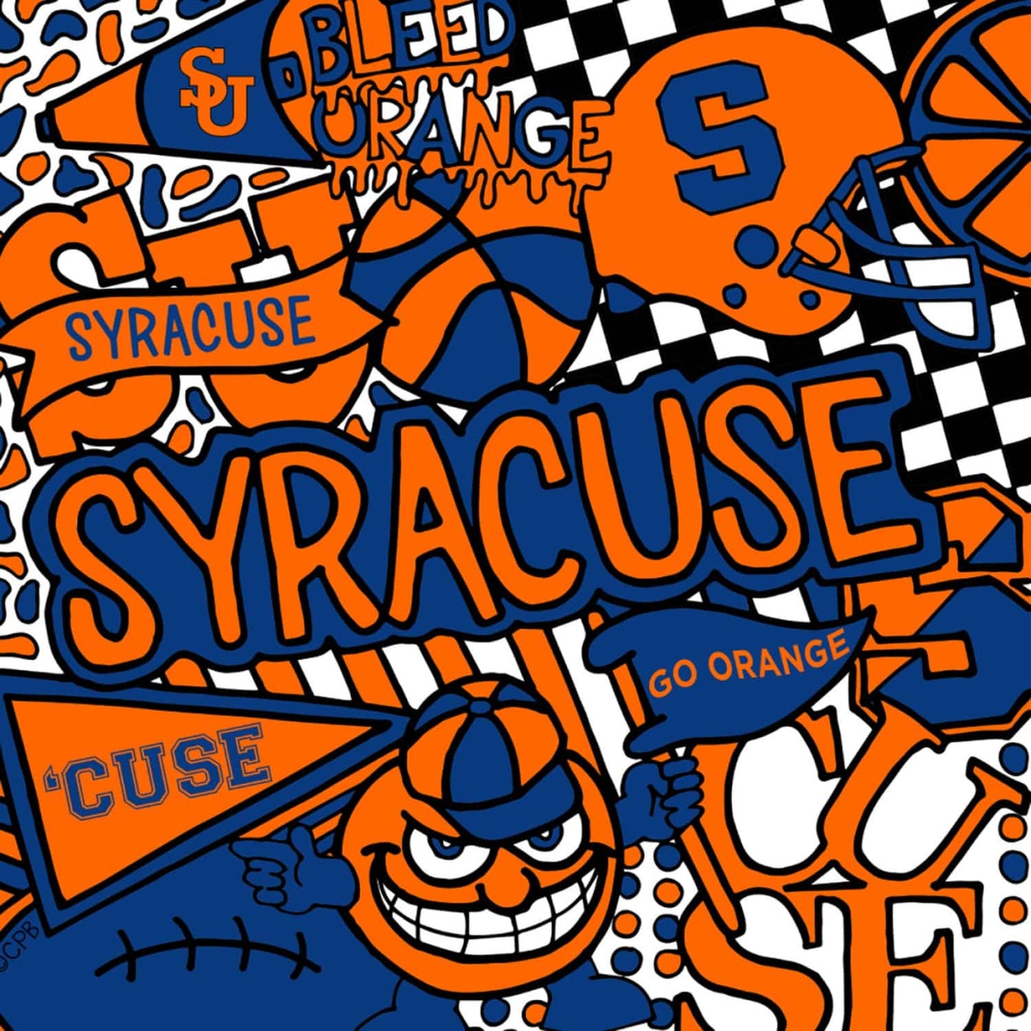 Syracuse University Orange NCAA Printed Pop Art Sykel Cotton Fabric SYR-1165