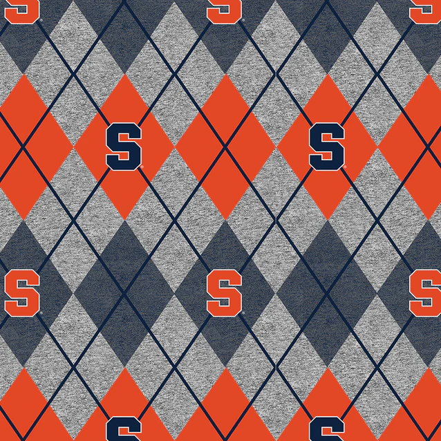 Syracuse Orange NCAA College Heather Argyle Sykel Enterprises Polyester Fleece Fabric SYR-1148