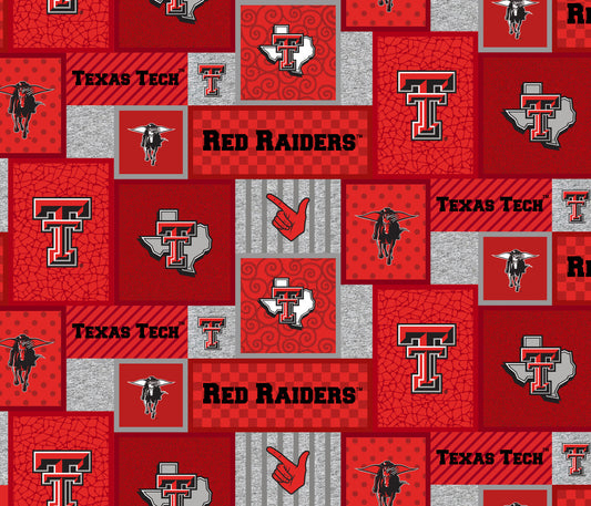Texas Tech Red Raiders NCAA College Patch Sykel Enterprises Polyester FLEECE Fabric TT-1177