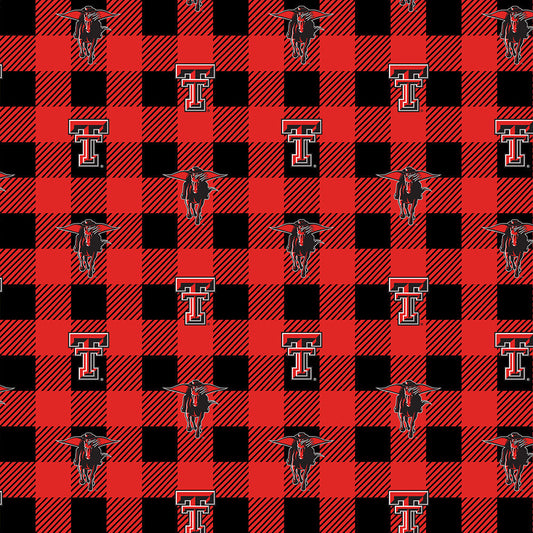 Texas Tech Red Raiders NCAA College Buffalo Plaid Sykel Enterprises Polyester FLEECE Fabric TT-1190