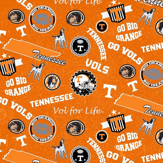 Tennessee University Vols (Volunteers) NCAA College Home State Cotton Quilting Fabric TENN-1208
