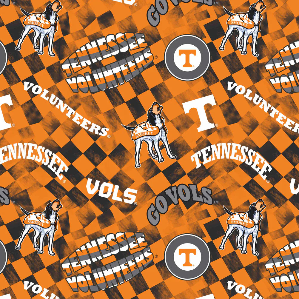 Tennessee University Vols (Volunteers) NCAA College Check Allover Sykel Cotton Fabric TEN-1370