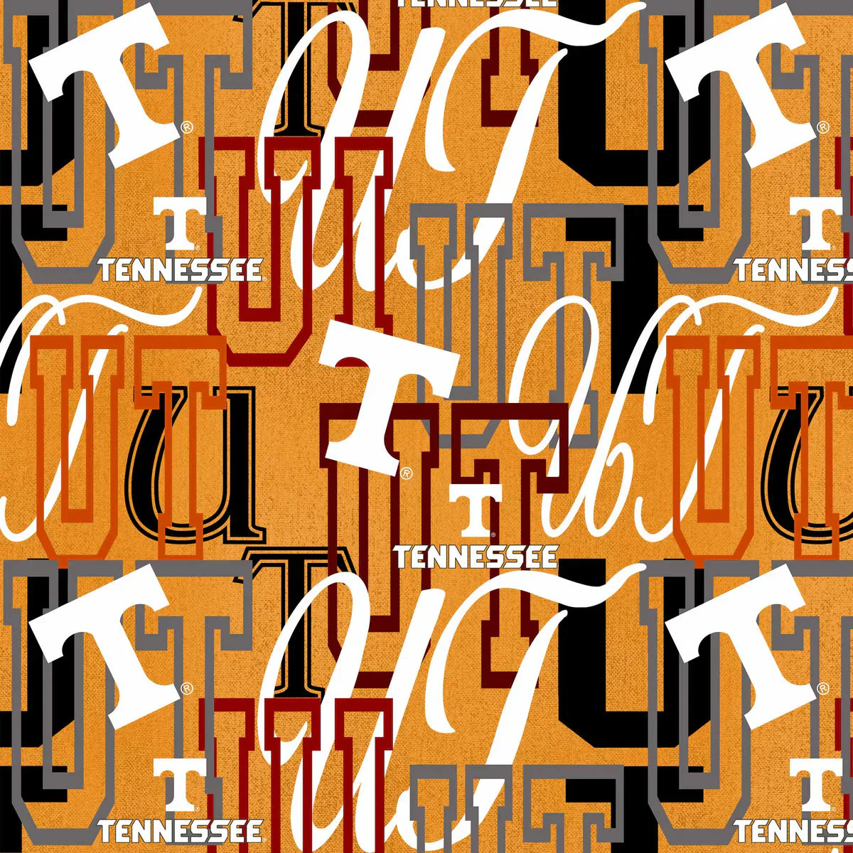 Tennessee University Vols (Volunteers) NCAA College Letters Sykel Cotton Fabric TEN-1372