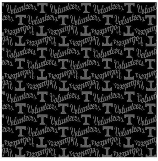 Tennessee Vols NCAA College Black on Black Mini Pigment Print Sykel Enterprises Cotton Fabric TEN-1393-BL