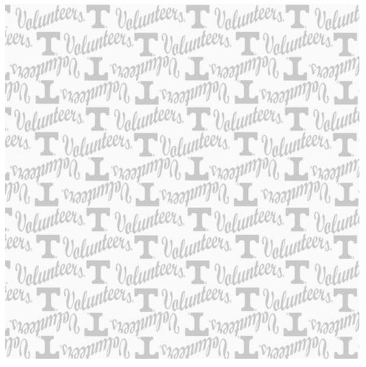 Tennessee Vols NCAA College White on White Mini Pigment Print Sykel Enterprises Cotton Fabric TEN-1393-W
