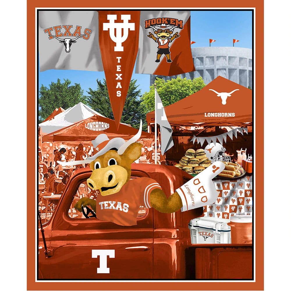 Texas Longhorns NCAA College Tailgate Panel 36" Cotton Fabric TX-1157