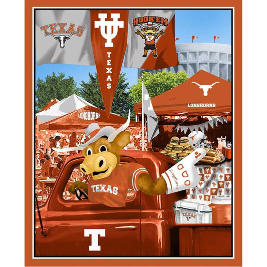 Texas Longhorns NCAA College Tailgate Panel 36" Cotton Fabric TX-1157
