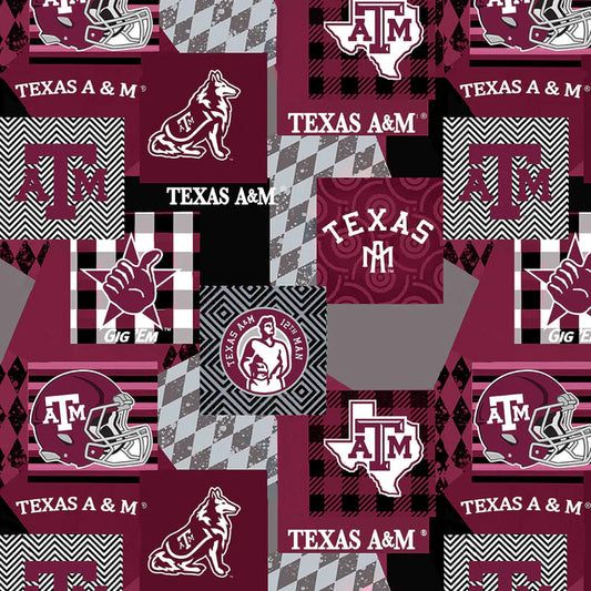 Texas A&M Aggies NCAA College Collegiate Minky Geo Sykel Enterprises Polyester Minky Fabric TAM-1367