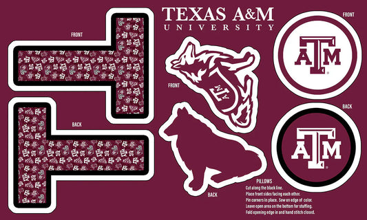 Texas A&M Aggies NCAA Collegiate Pillow Project 36 x 60 inches Sykel Polyester Minky Fabric TAM-1359