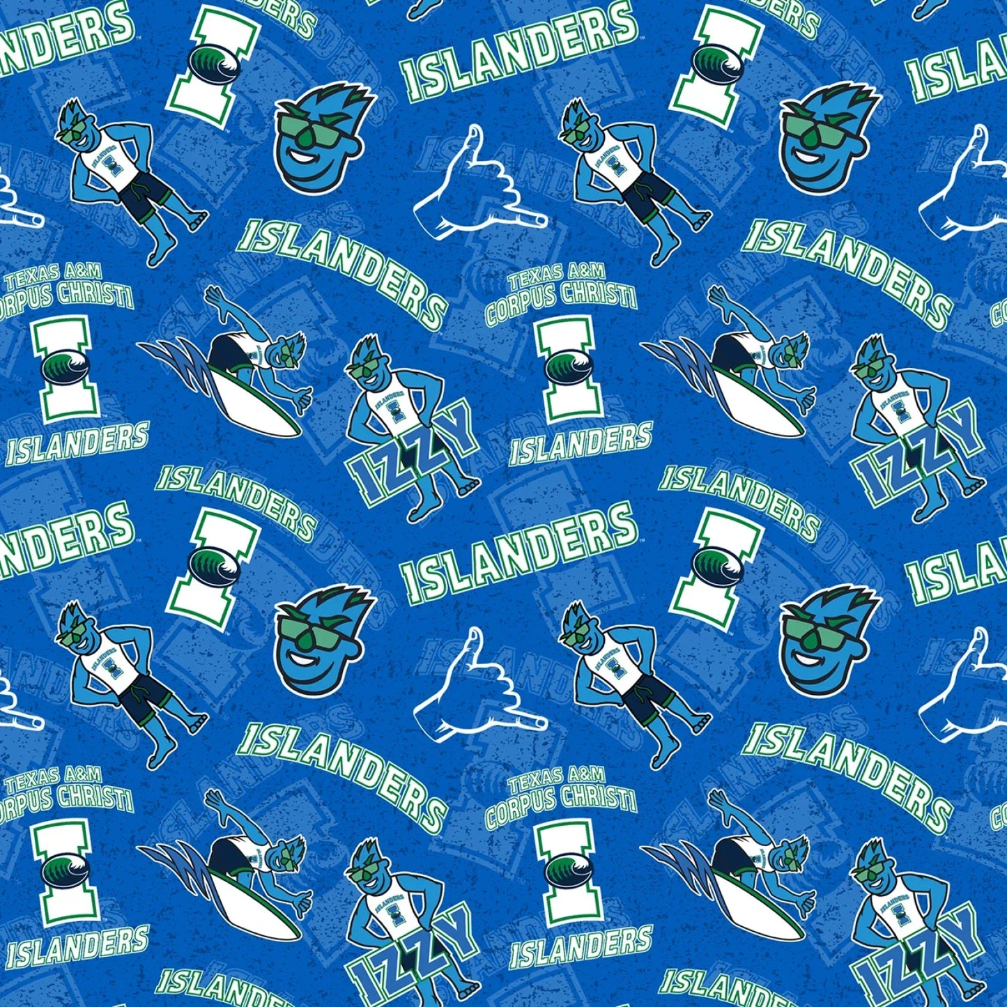 Texas A&M Corpus Christie Islanders NCAA College Tone on Tone Sykel Enterprises Cotton Fabric TAMCC-1178