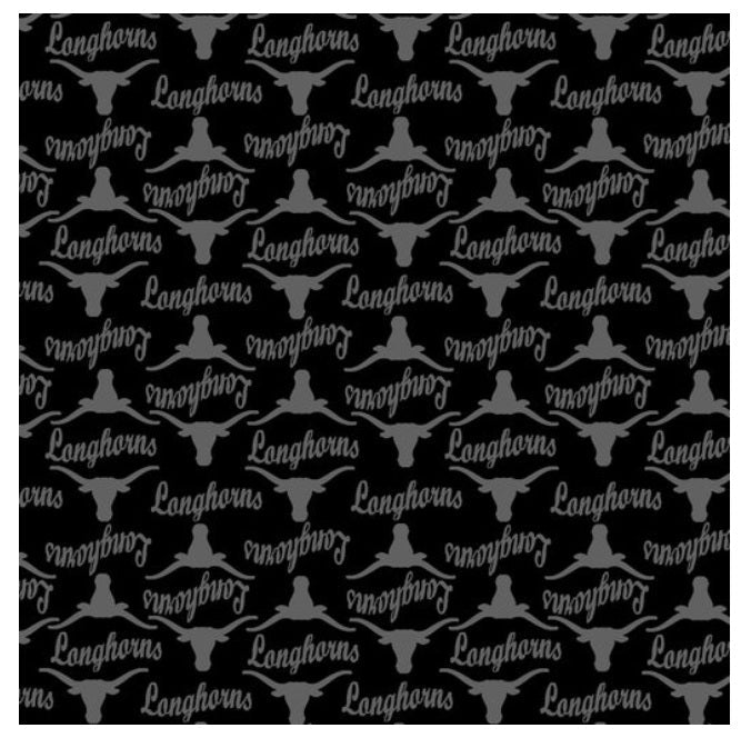 Texas Longhorns NCAA College Black on Black Mini Pigment Print Sykel Enterprises Cotton Fabric TX-1393-BL
