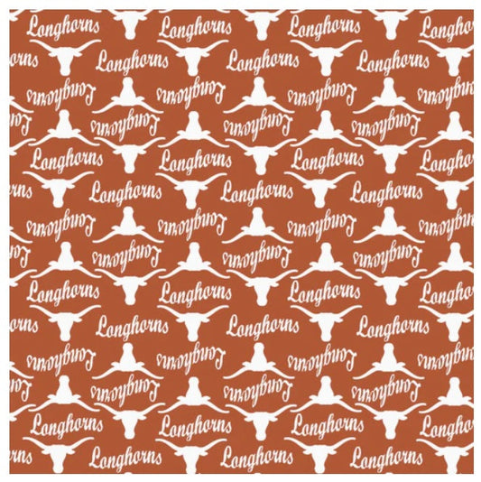 Texas Longhorns NCAA College Mini Packed Logo Sykel Enterprises Cotton Fabric TX-1390