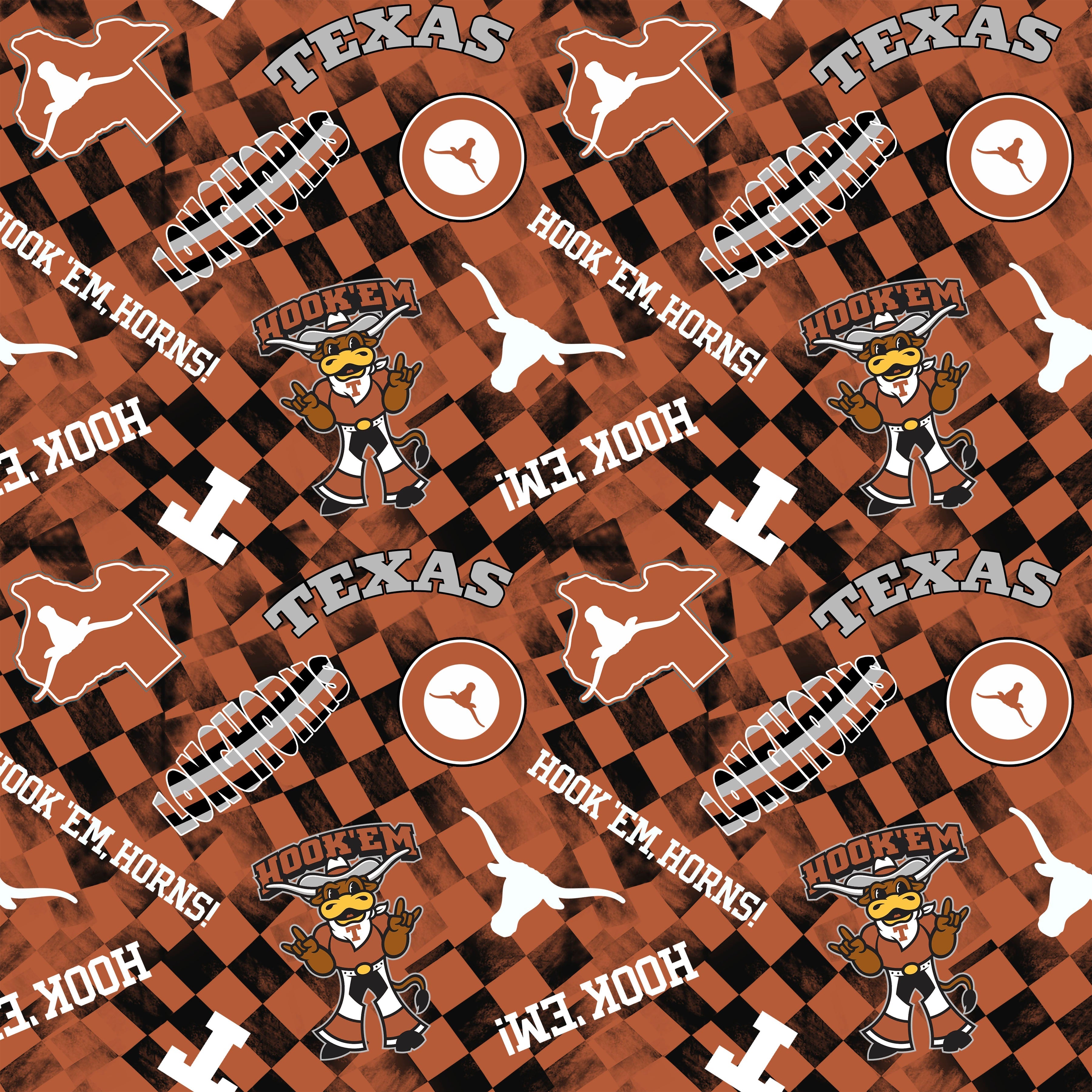 Texas Longhorns NCAA College Checks Rust Sykel Enterprises Canvas Duck ...