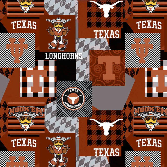Texas Longhorns NCAA College Collegiate Minky Geo Sykel Enterprises Polyester Minky Fabric TX-1367