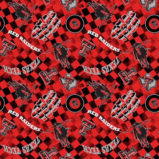Texas Tech Red Raiders NCAA College Checks Red Sykel Enterprises Canvas Duck Cloth Cotton Fabric TT-1380-RED