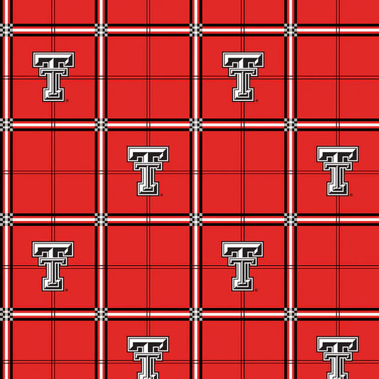Texas Tech Red Raiders NCAA College Plaid Sykel Enterprises Cotton Flannel Fabric TTU-023