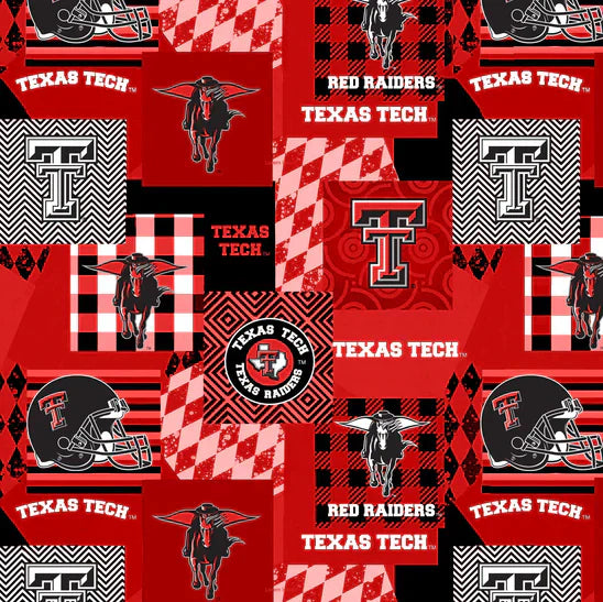 Texas Tech Red Raiders NCAA College MINKY Geo Sykel Polyester Fabric TT-1367