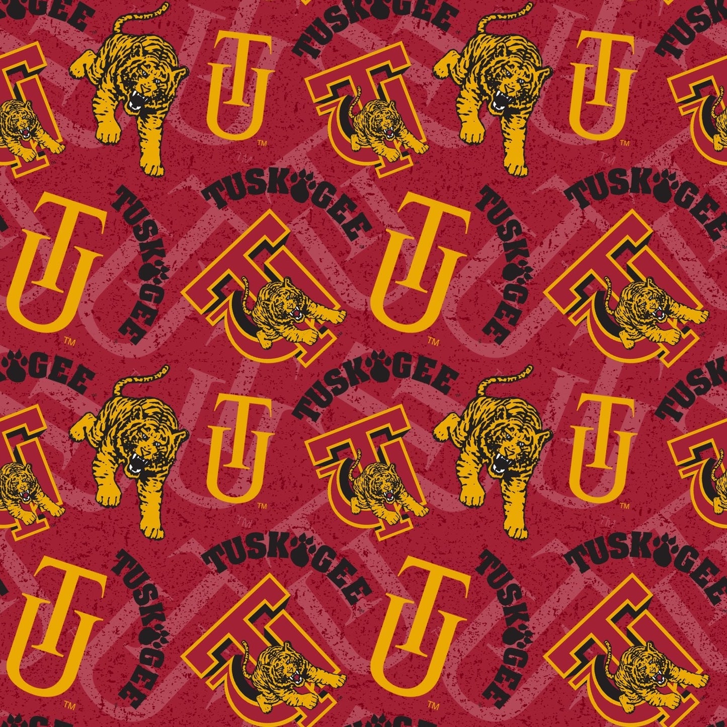 Tuskegee Golden Tigers NCAA Tone on Tone Design Sykel Enterprises Cotton Fabric TUSK-1178