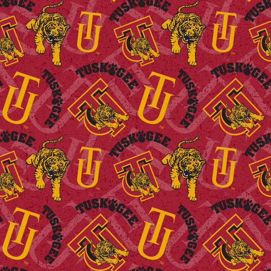 Tuskegee Golden Tigers NCAA Tone on Tone Design Sykel Enterprises Cotton Fabric TUSK-1178