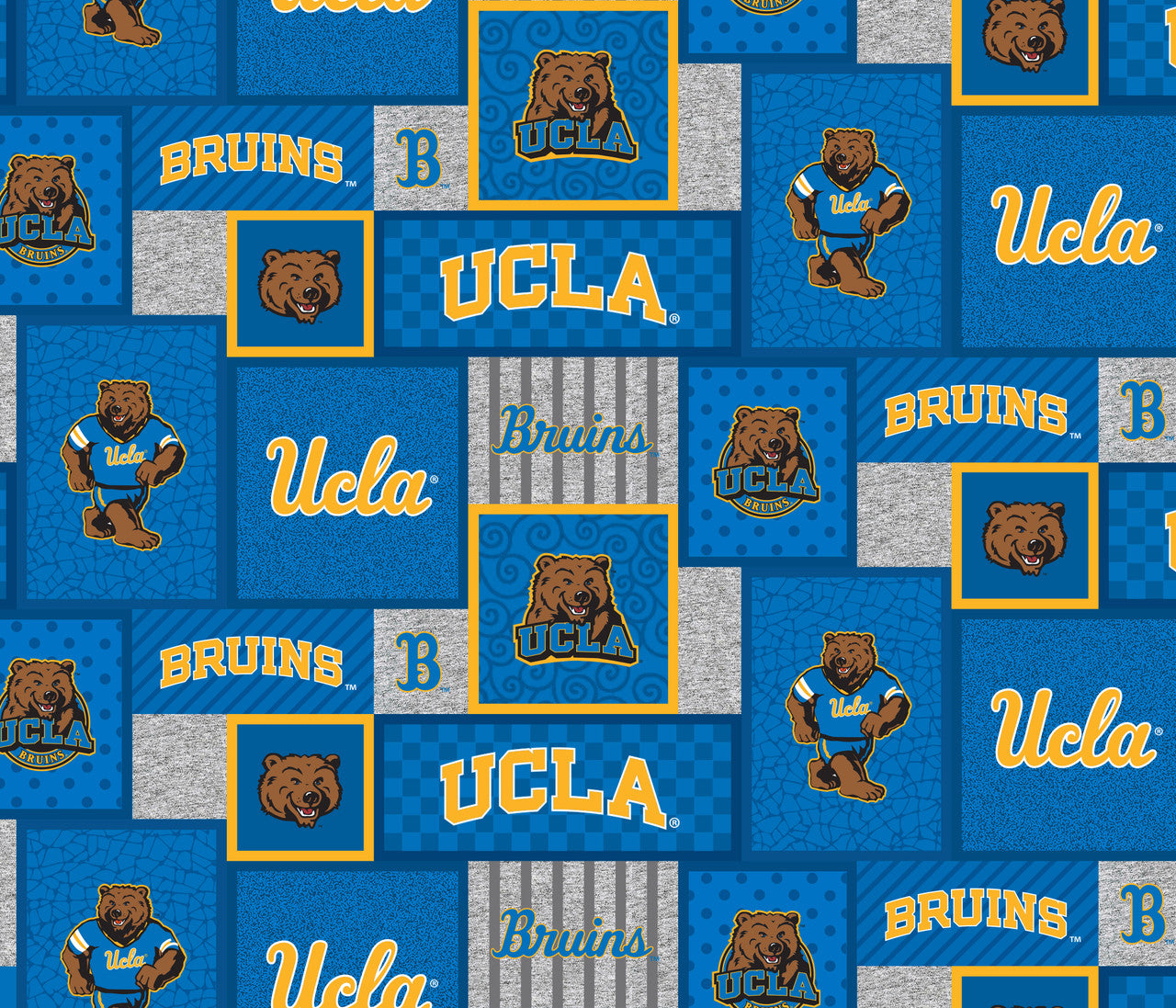 UCLA Bruins NCAA College Patch Sykel Enterprises Polyester FLEECE Fabric UCLA-1177