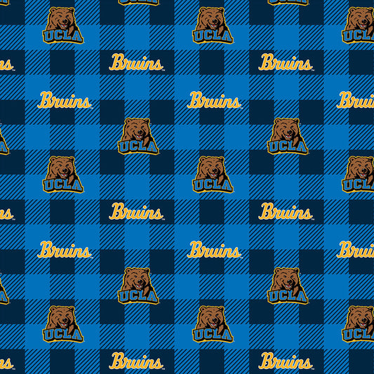 UCLA Bruins NCAA College Buffalo Plaid Sykel Enterprises Polyester FLEECE Fabric UCLA-1190