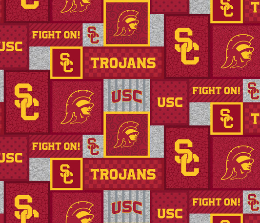 University of Southern California Trojans NCAA College Patch Sykel Enterprises Polyester FLEECE Fabric USC-1177