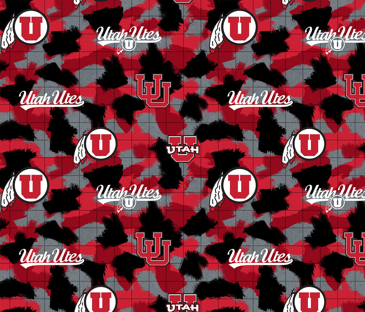 Utah Utes NCAA College Digital Logo Sykel Enterprises Cotton Flannel Fabric UTA-1230