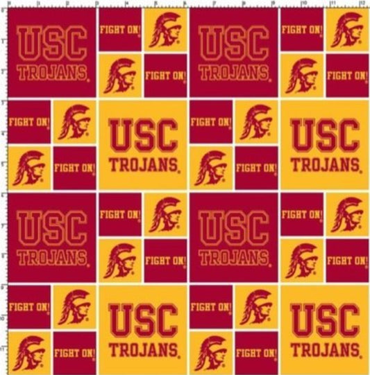 University of Southern California Trojans NCAA USC Box Design Sykel Cotton Fabric USC-020
