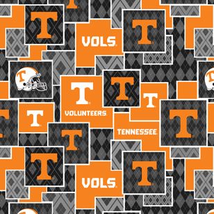 Tennesse Vols NCAA College Argyle Boxes Sykel Cotton Fabric TEN-1371