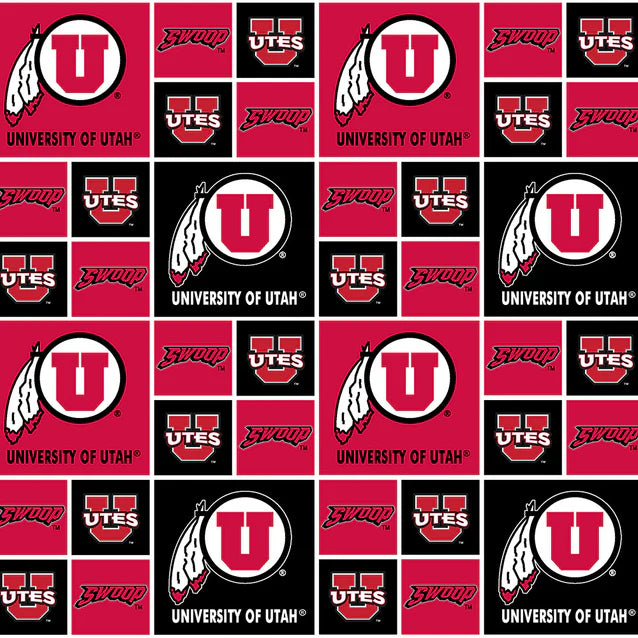 Utah Utes NCAA College Geometric Sykel Enterprises Cotton Fabric UTA-020
