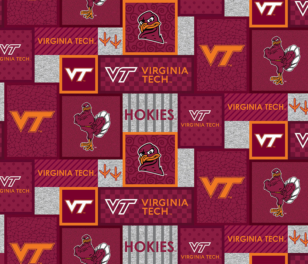 Virginia Tech Hokies NCAA College Patch Sykel Enterprises Polyester Fleece Fabric VT-1177