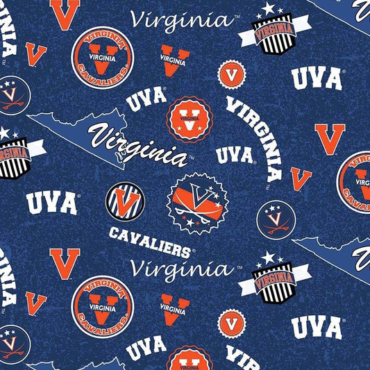 Virginia Cavaliers NCAA College Home State Sykel Cotton Fabric UVA-1208