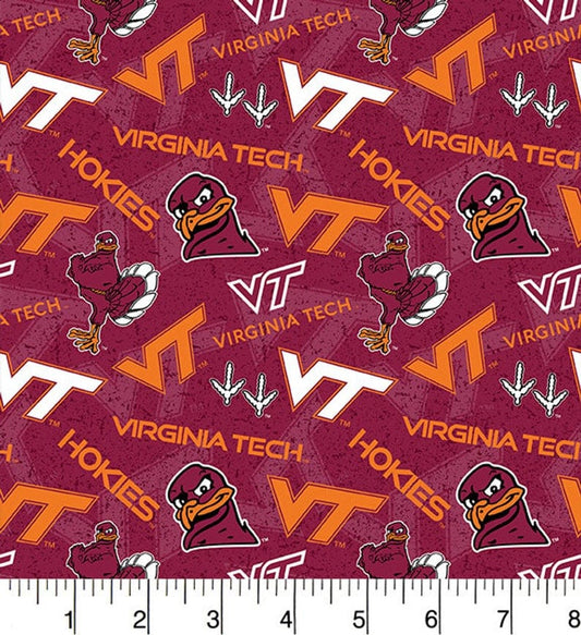 Virginia Tech Hokies NCAA College VT Tone on Tone Sykel Cotton Fabric VT-1178