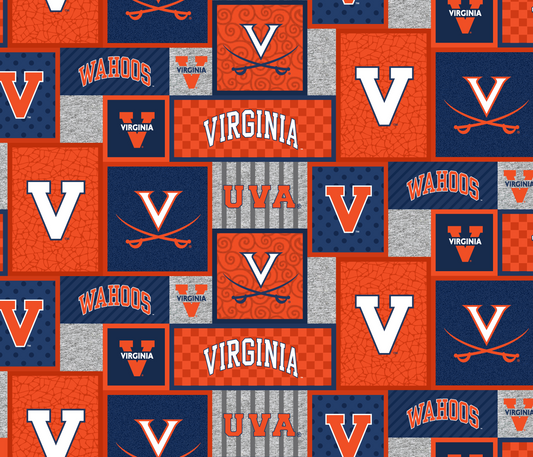 Virginia Cavaliers NCAA College Patch Sykel Enterprises Polyester Fleece Fabric UVA-1177