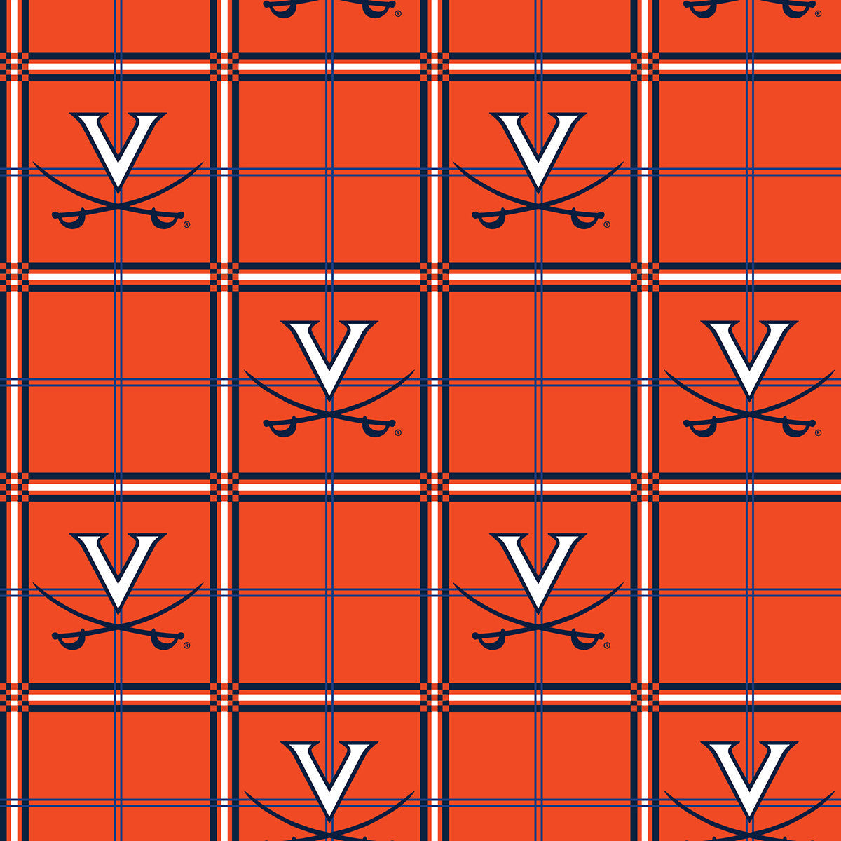 Virginia Cavaliers NCAA College Plaid Sykel Enterprises Cotton Flannel Fabric UVA-023