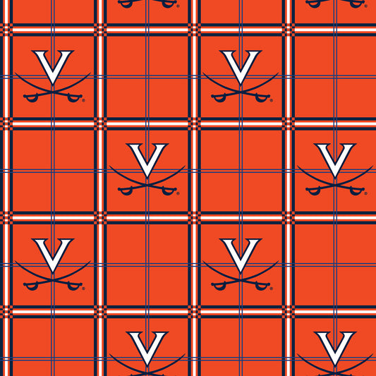 Virginia Cavaliers NCAA College Plaid Sykel Enterprises Cotton Flannel Fabric UVA-023