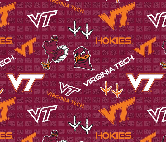Virginia Tech Hokies NCAA College 108" Wide back Allover Sykel Enterprises Cotton Fabric VT-1395
