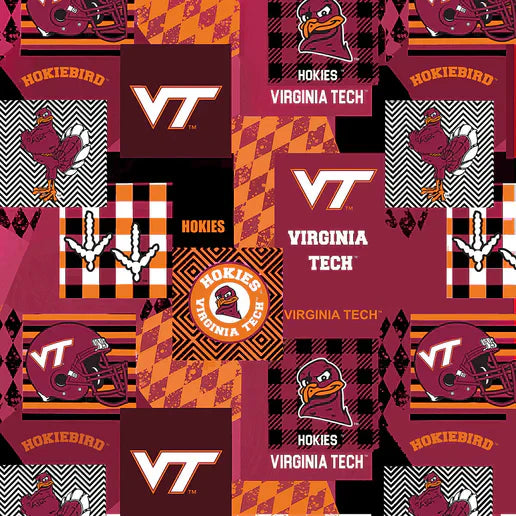 Virginia Tech Hokies NCAA College Collegiate Minky Geo Sykel Enterprises Polyester Fabric VT-1367