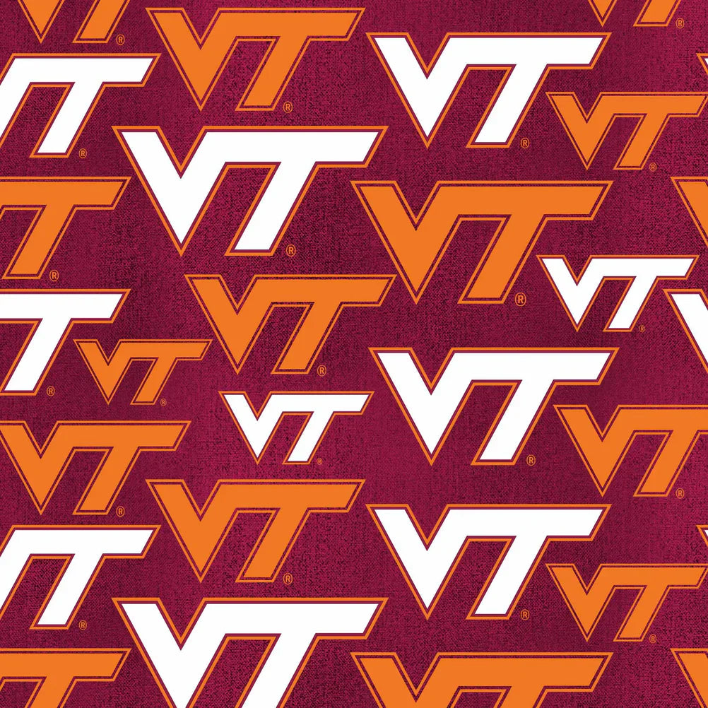 Virginia Tech Hokies NCAA College Letters Sykel Cotton Fabric VT-1372