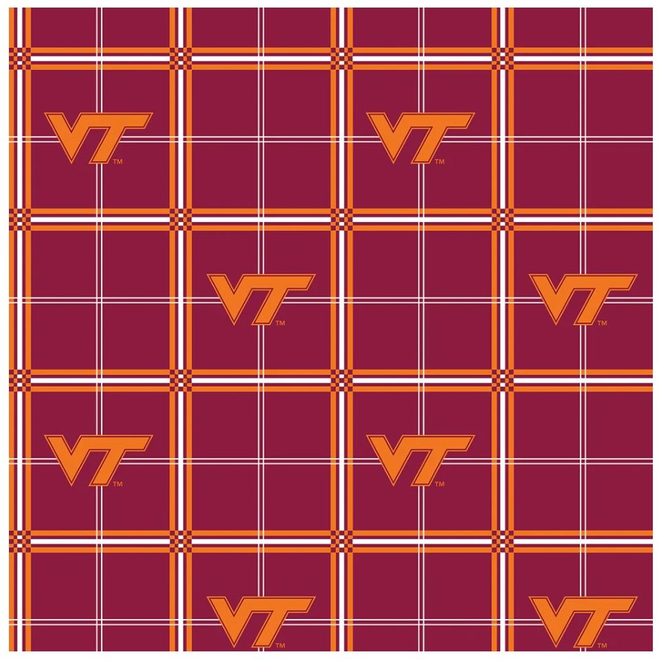 Virginia Tech Hokies NCAA College Plaid Sykel Enterprises Cotton Flannel Fabric VT-023