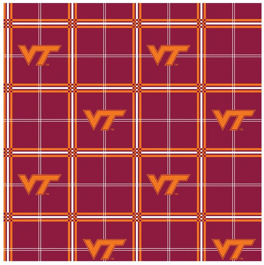 Virginia Tech Hokies NCAA College Plaid Sykel Enterprises Cotton Flannel Fabric VT-023