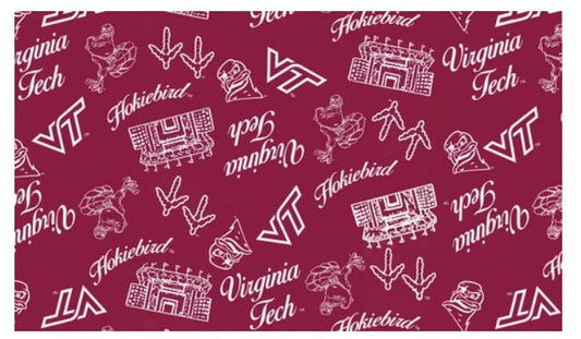 Virginia Tech Hookies NCAA College Mini Stadium Logo Sykel Enterprises Cotton Fabric VT-1389