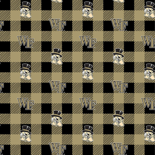 Wake Forest Deacons NCAA College Buffalo Plaid Sykel Enterprises Polyester Fleece Fabric WF-1190