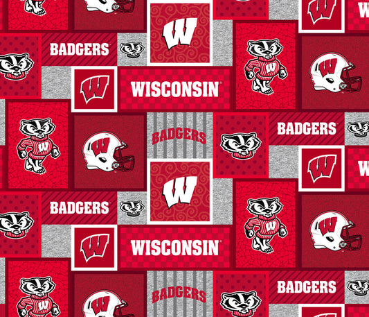 Wisconsin Badgers NCAA College Patch Sykel Enterprises Polyester Fleece Fabric WIS-1177