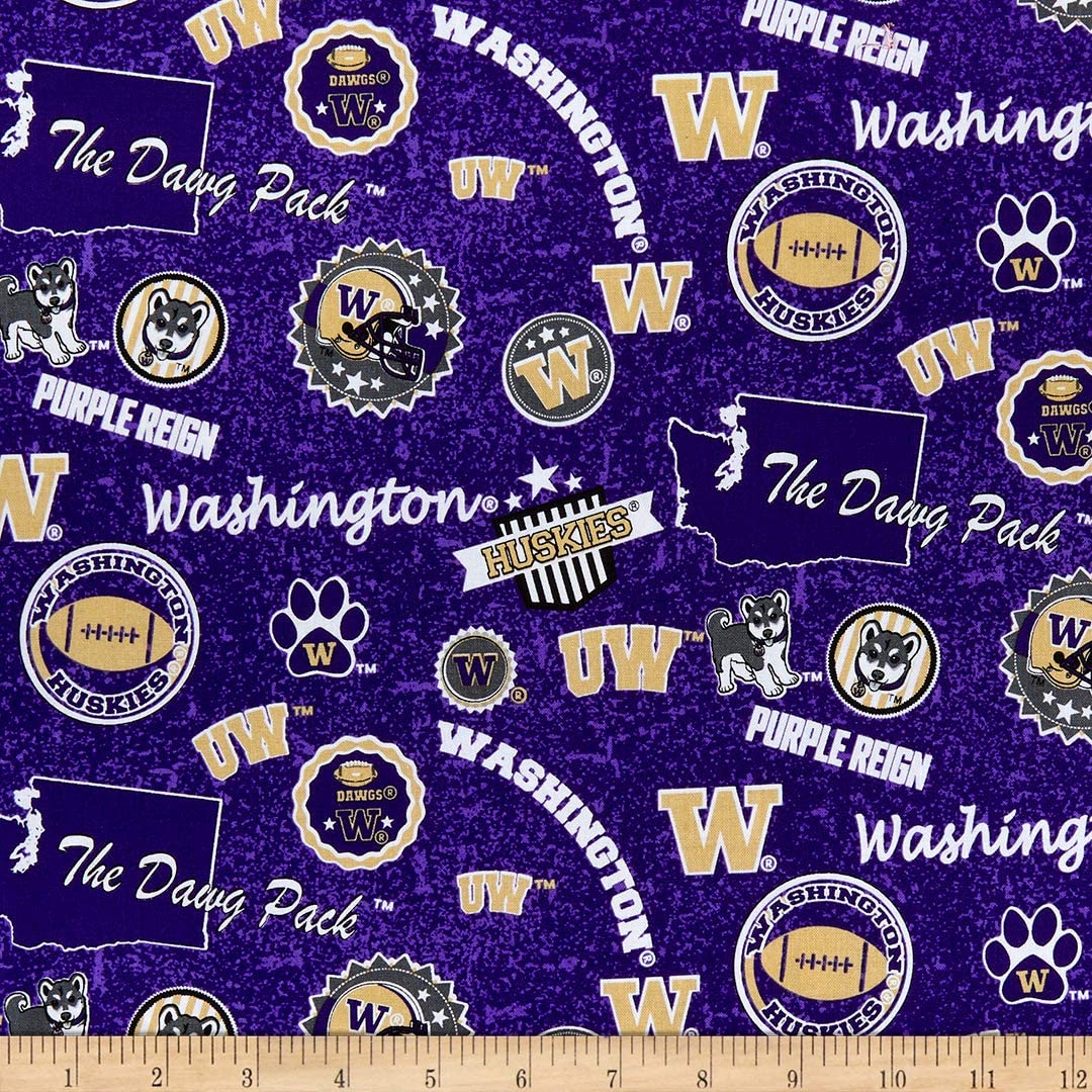Washington Huskies NCAA College Home State Sykel cotton fabric WA-1208
