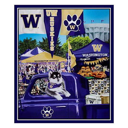 Washington Huskies NCAA College Tailgate Panel Sykel Cotton Fabric WA-1157